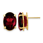 14k 14x10mm Oval Garnet Post Earrings