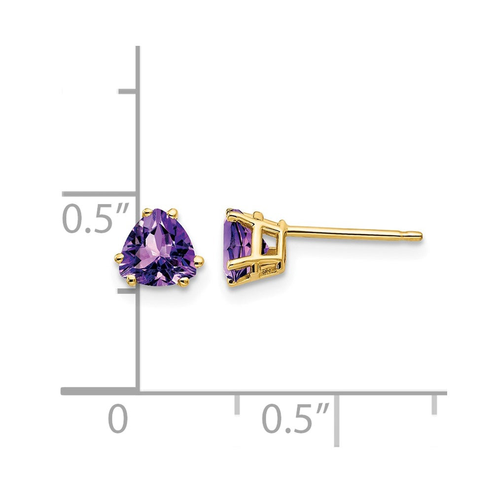 14k 5mm Trillion Amethyst Post Earrings