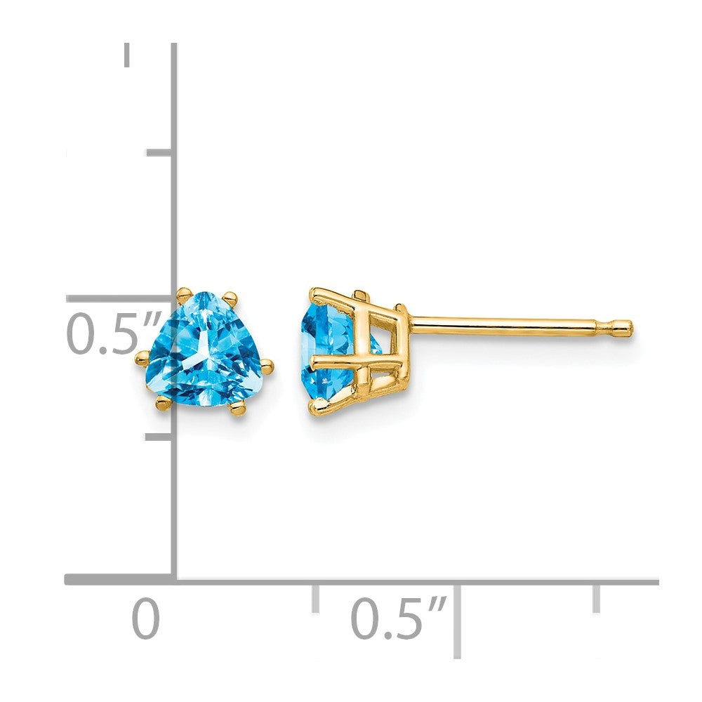 14k 5mm Trillion Blue Topaz Post Earrings