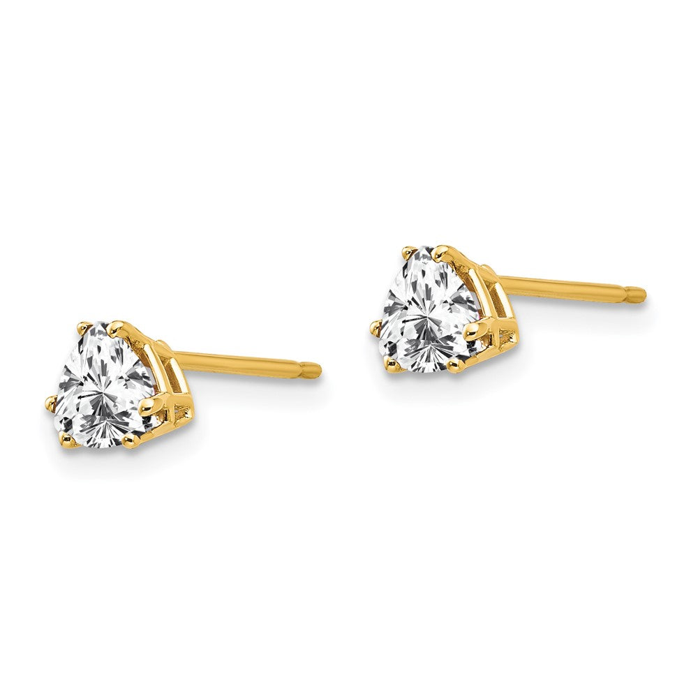 14k 5mm Trillion Cubic Zirconia Post Earrings