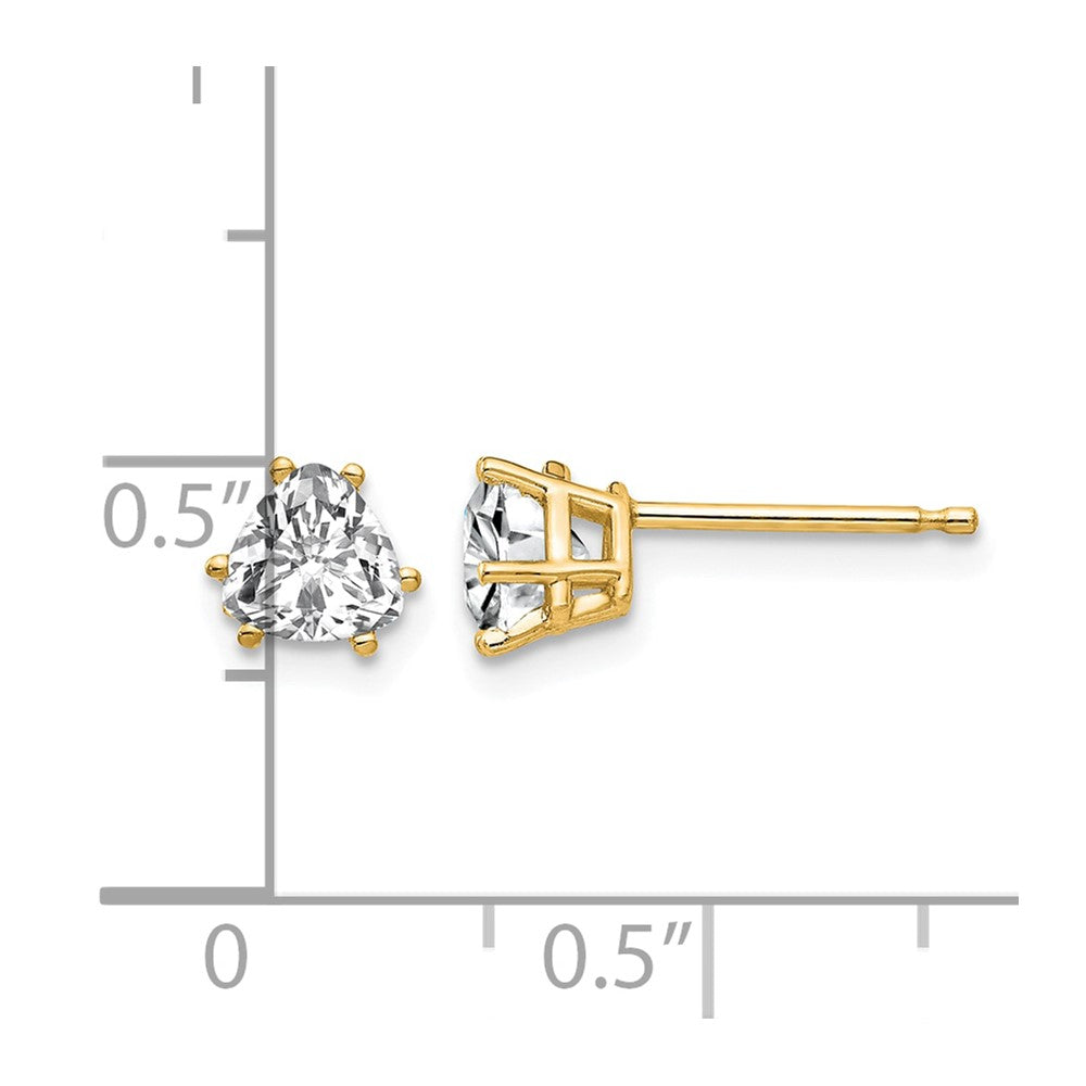 14k 5mm Trillion Cubic Zirconia Post Earrings