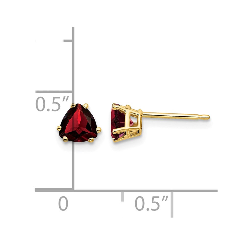 14k 5mm Trillion Garnet Post Earrings