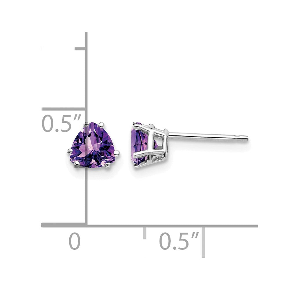 14k White Gold 5mm Trillion Amethyst Post Earrings