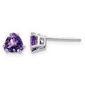 14k White Gold 5mm Trillion Amethyst Post Earrings