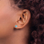 14k White Gold 5mm Trillion Blue Topaz Post Earrings