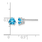 14k White Gold 5mm Trillion Blue Topaz Post Earrings