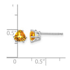 14k White Gold 5mm Trillion Citrine Stud Earrings