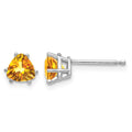 14k White Gold 5mm Trillion Citrine Stud Earrings