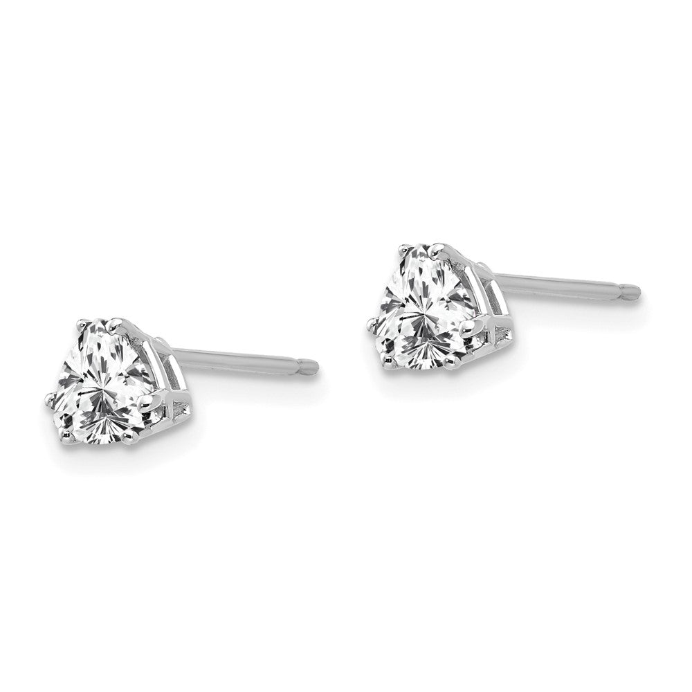 14k White Gold 5mm Trillion Cubic Zirconia Stud Earrings