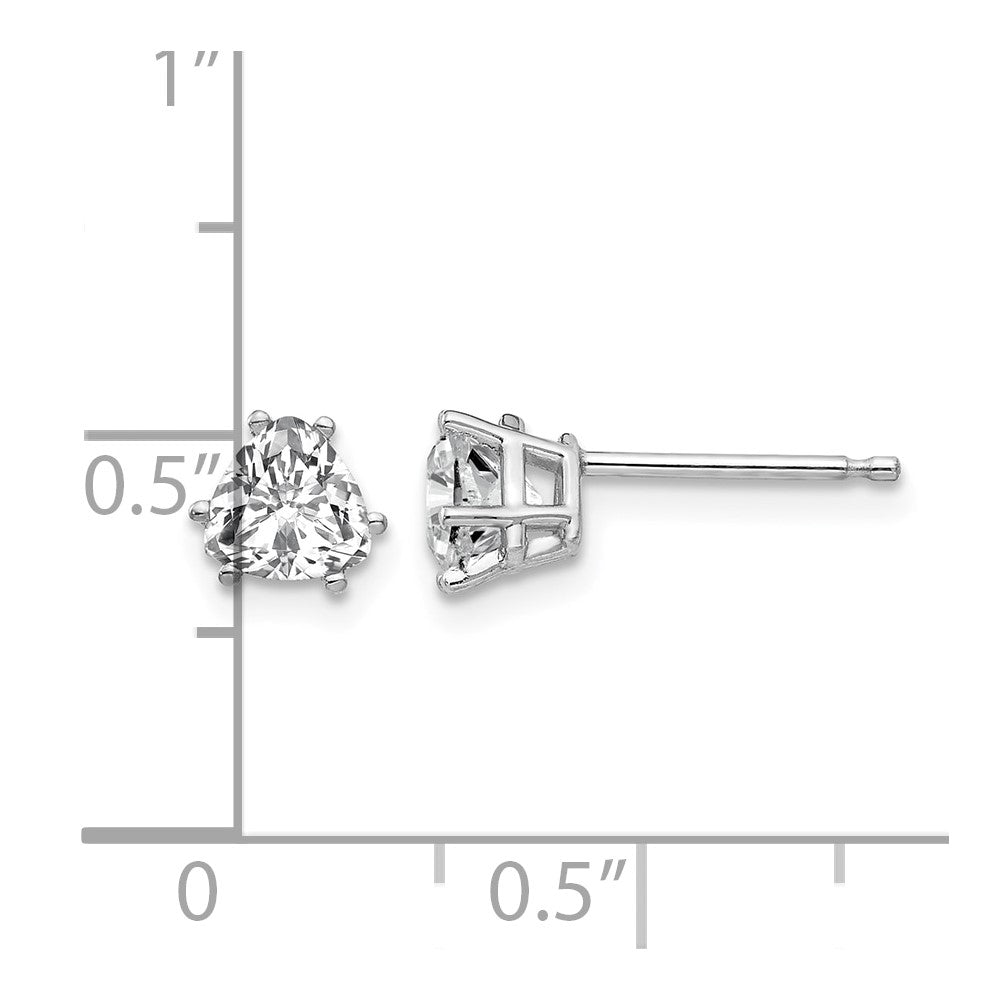 14k White Gold 5mm Trillion Cubic Zirconia Stud Earrings