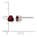 14k White Gold 5mm Trillion Garnet Post Earrings