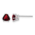 14k White Gold 5mm Trillion Garnet Post Earrings