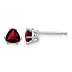 14k White Gold 5mm Trillion Garnet Post Earrings