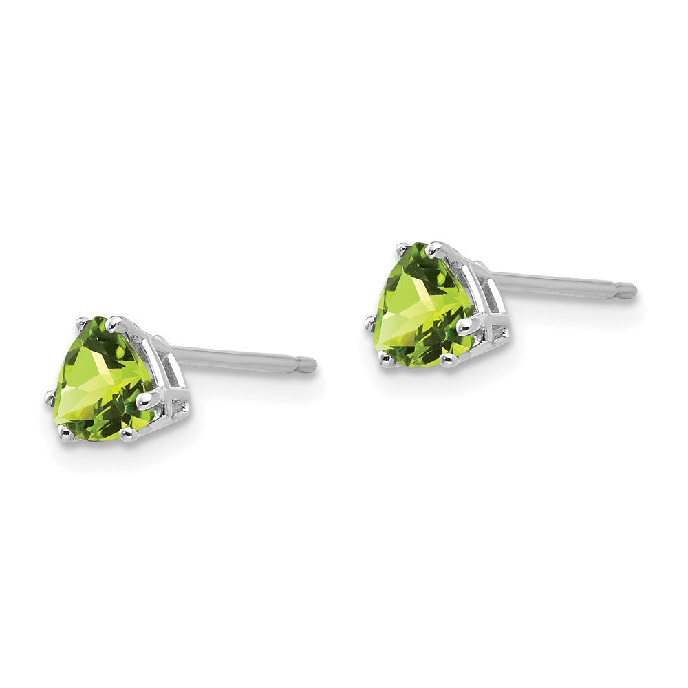 14k White Gold 5mm Trillion Peridot Stud Earrings