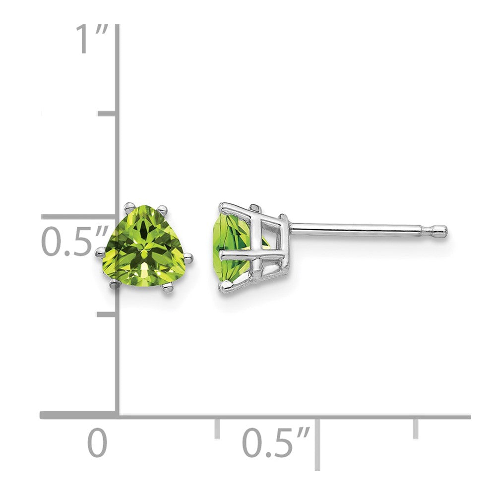 14k White Gold 5mm Trillion Peridot Stud Earrings