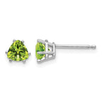 14k White Gold 5mm Trillion Peridot Stud Earrings
