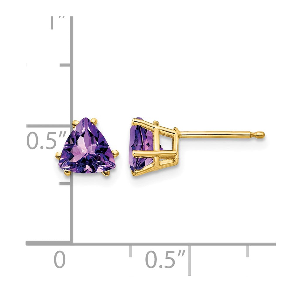 14k 6mm Trillion Amethyst Post Earrings