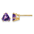 14k 6mm Trillion Amethyst Post Earrings