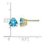 14k 6mm Trillion Blue Topaz Post Earrings