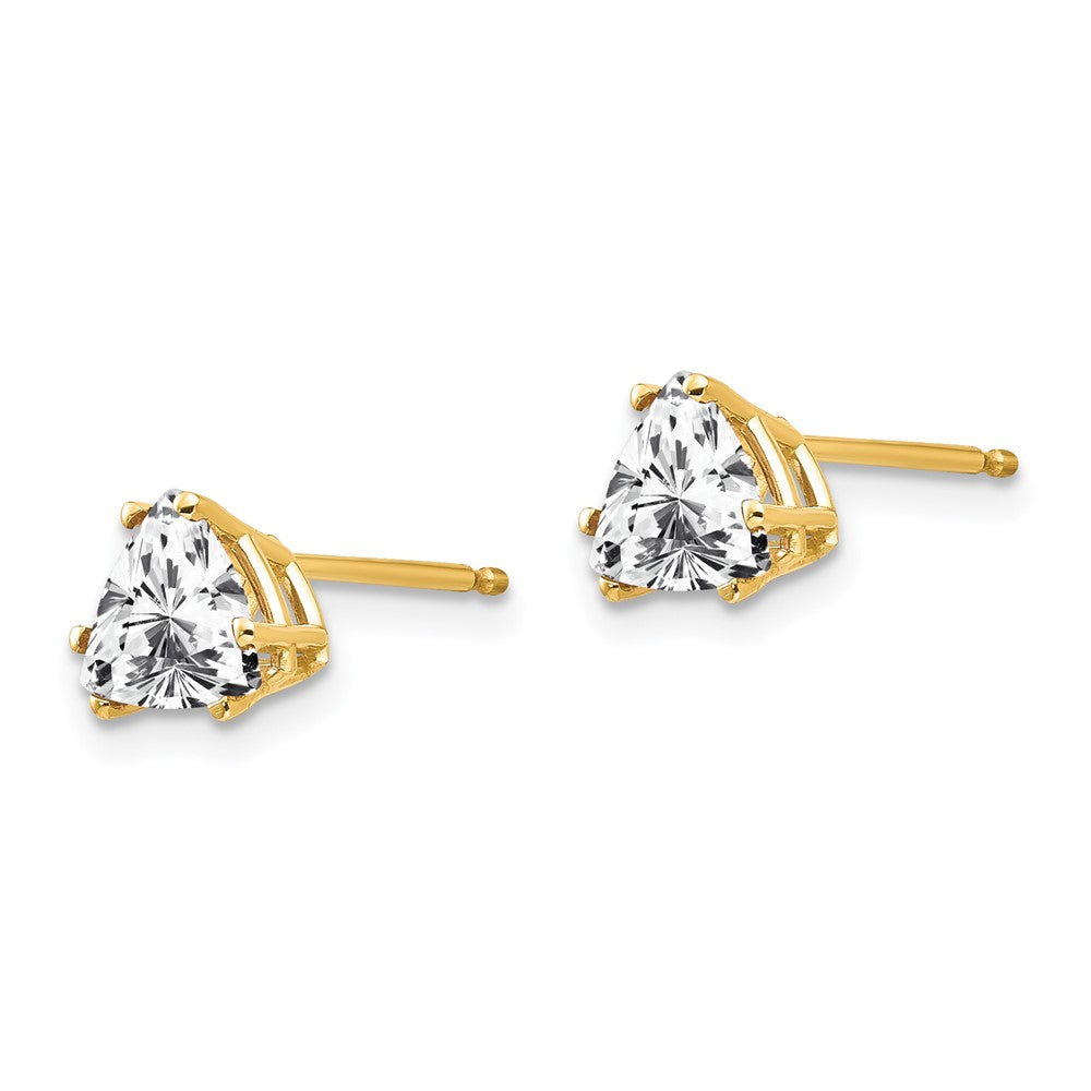 14k 6mm Trillion Cubic Zirconia Post Earrings