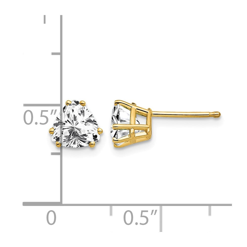 14k 6mm Trillion Cubic Zirconia Post Earrings