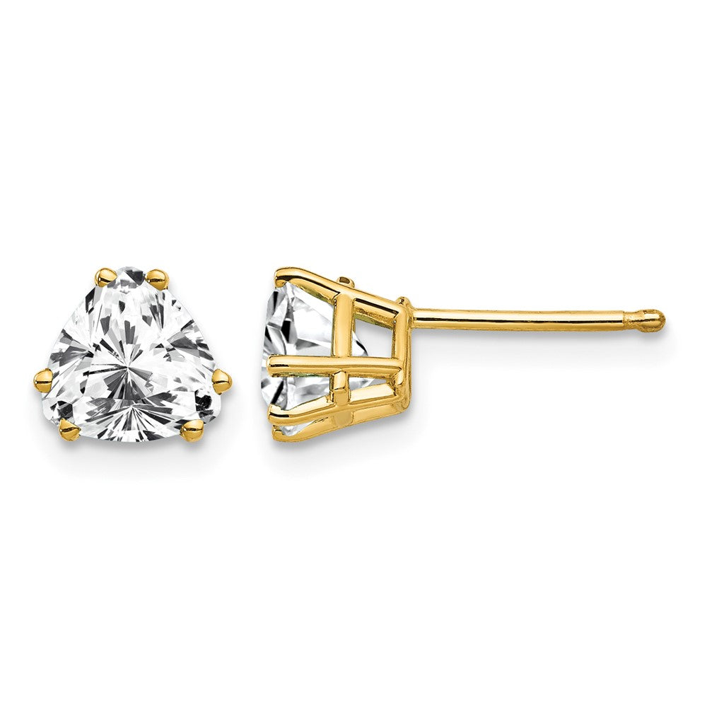 14k 6mm Trillion Cubic Zirconia Post Earrings