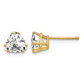14k 6mm Trillion Cubic Zirconia Post Earrings