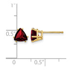 14k 6mm Trillion Garnet Post Earrings