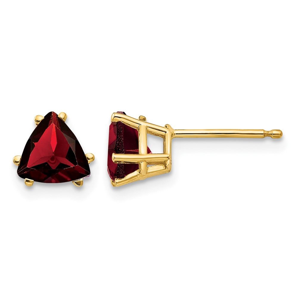 14k 6mm Trillion Garnet Post Earrings
