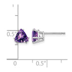 14k White Gold 6mm Trillion Amethyst Post Earrings