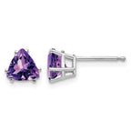 14k White Gold 6mm Trillion Amethyst Post Earrings