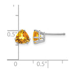 14k White Gold 6mm Trillion Citrine Stud Earrings