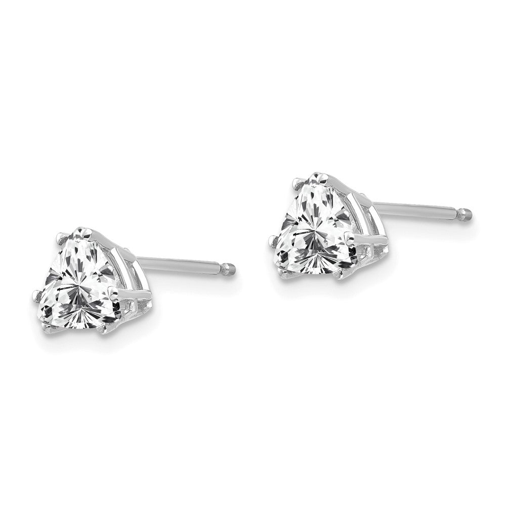 14k White Gold 6mm Trillion Cubic Zirconia Post Earrings