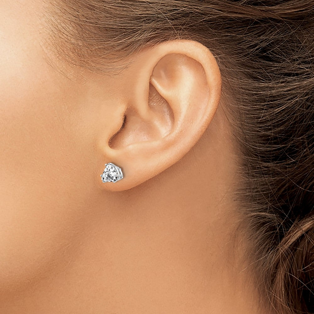 14k White Gold 6mm Trillion Cubic Zirconia Post Earrings