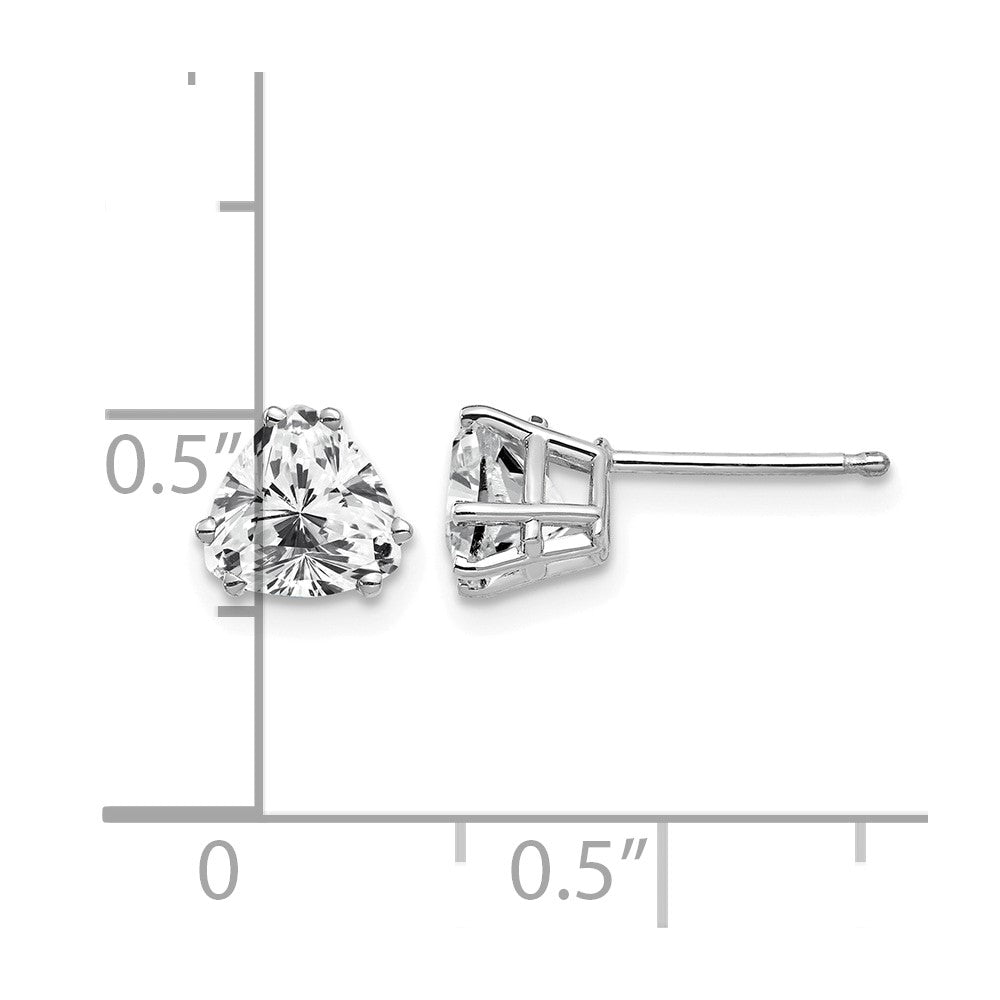 14k White Gold 6mm Trillion Cubic Zirconia Post Earrings