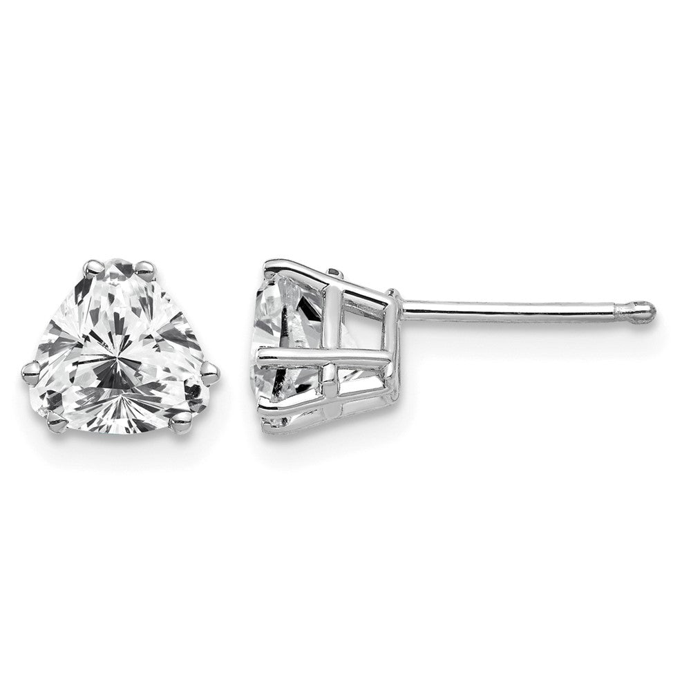 14k White Gold 6mm Trillion Cubic Zirconia Post Earrings
