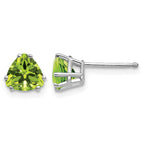 14k White Gold 6mm Trillion Peridot Post Earrings