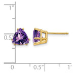 14k 7mm Trillion Amethyst Post Earrings