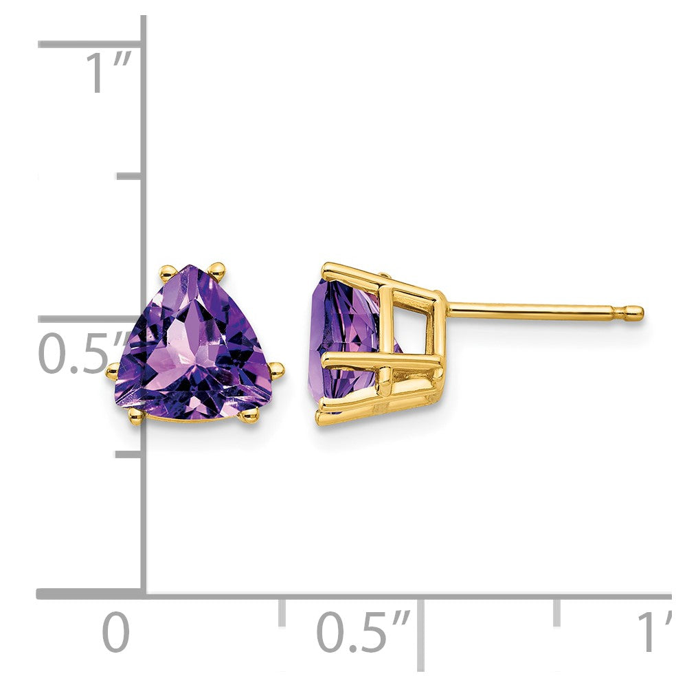 14k 7mm Trillion Amethyst Post Earrings
