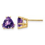 14k 7mm Trillion Amethyst Post Earrings