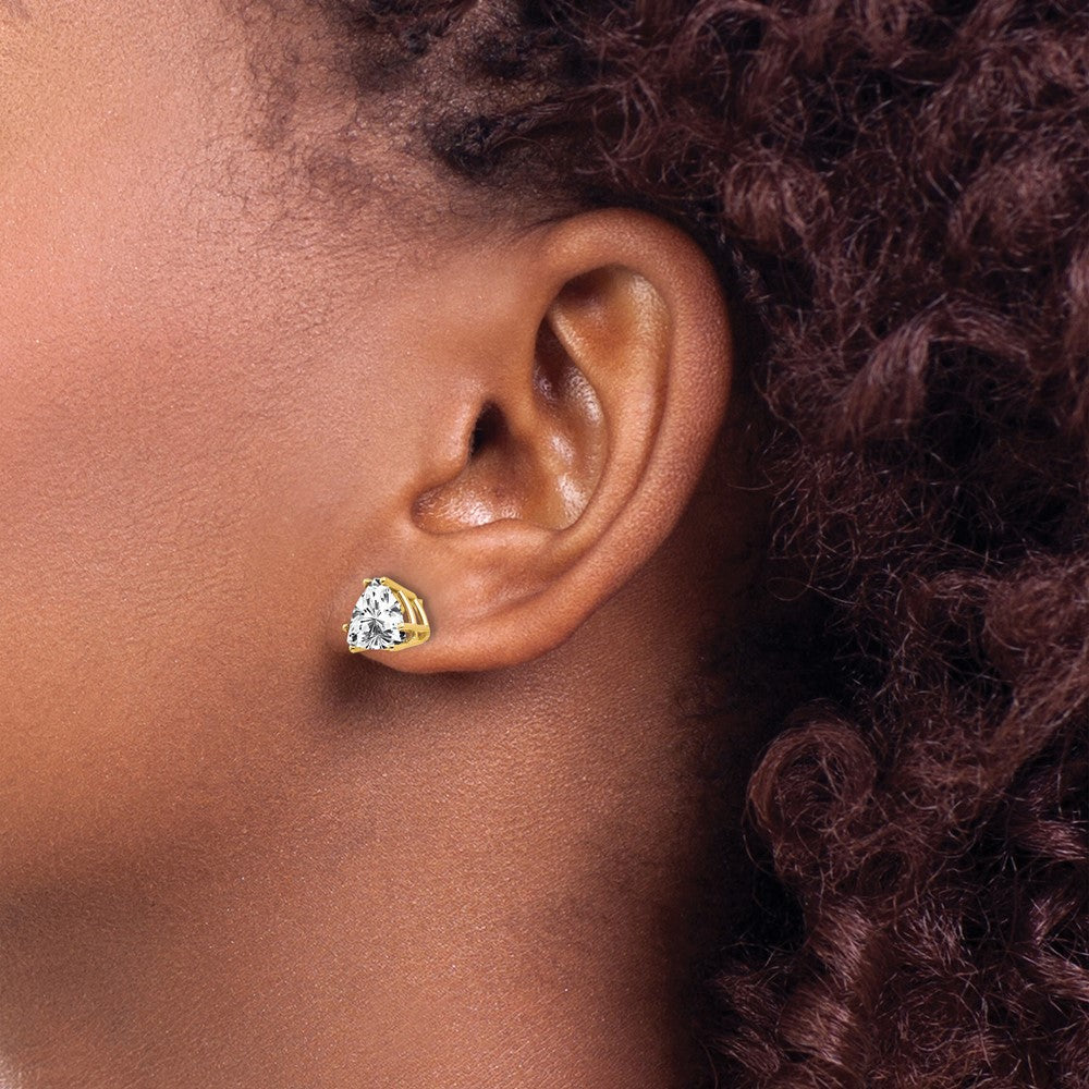 14k 7mm Trillion Cubic Zirconia Post Earrings