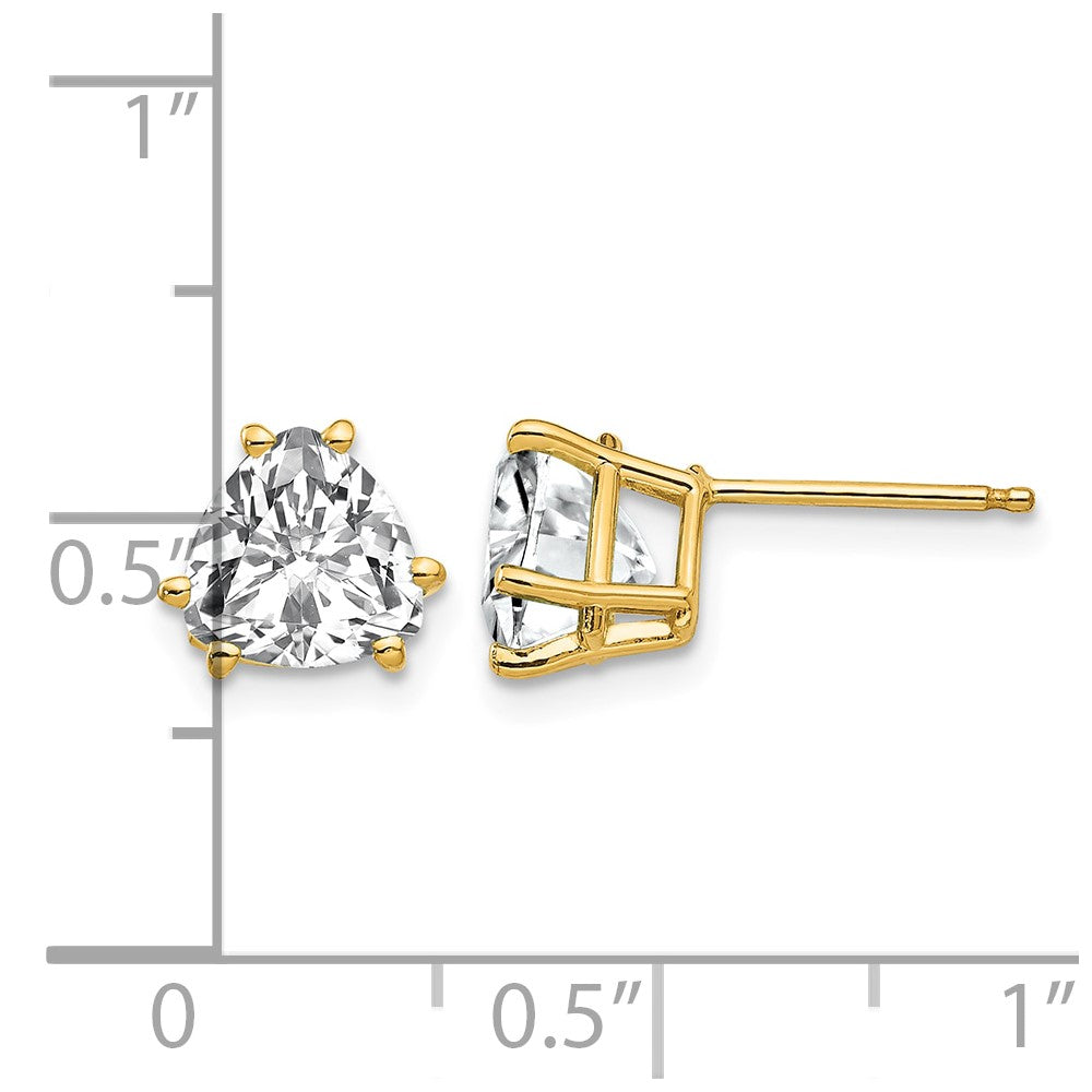 14k 7mm Trillion Cubic Zirconia Post Earrings