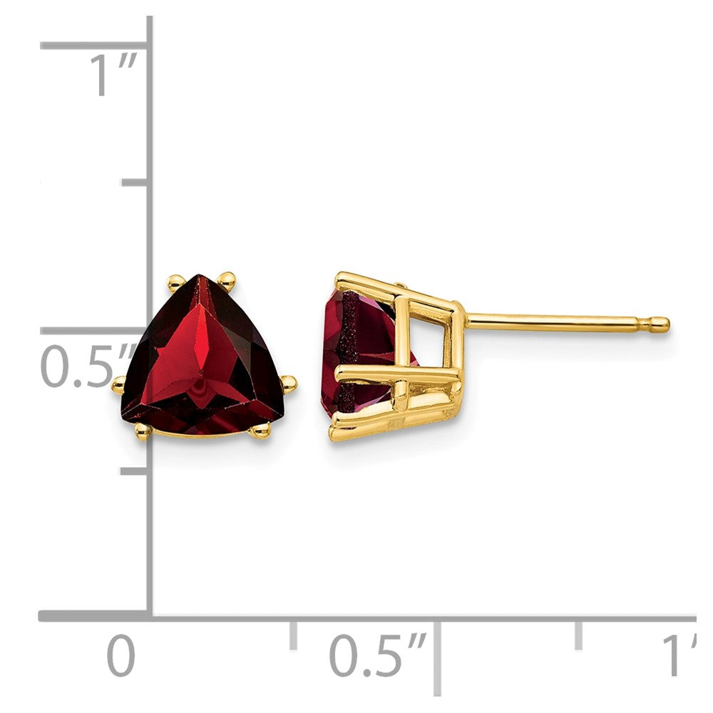 14k 7mm Trillion Garnet Post Earrings