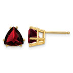 14k 7mm Trillion Garnet Post Earrings