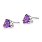 14k White Gold 7mm Trillion Amethyst Post Earrings