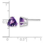 14k White Gold 7mm Trillion Amethyst Post Earrings