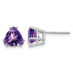 14k White Gold 7mm Trillion Amethyst Post Earrings