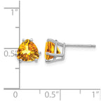 14k White Gold 7mm Trillion Citrine Stud Earrings