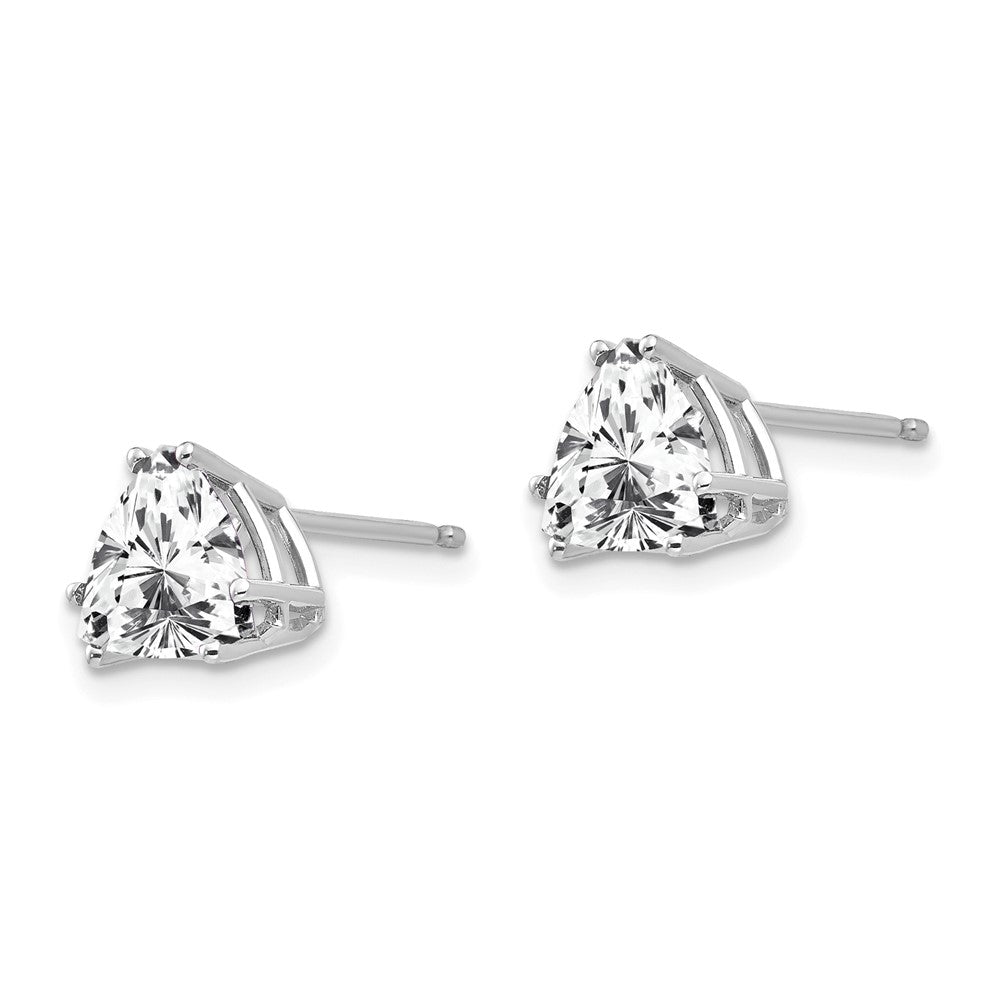 14k White Gold 7mm Trillion Cubic Zirconia Stud Earrings