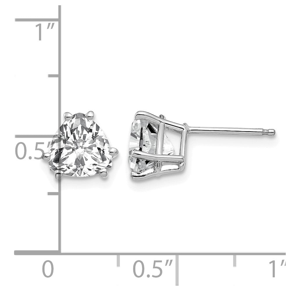 14k White Gold 7mm Trillion Cubic Zirconia Stud Earrings